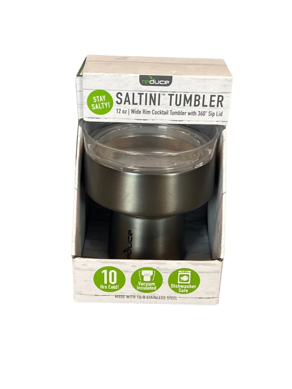 Saltini Tumbler Outdoor Margarita 12‎ oz Cocktail Salt & Sip Saltable Lid NEW